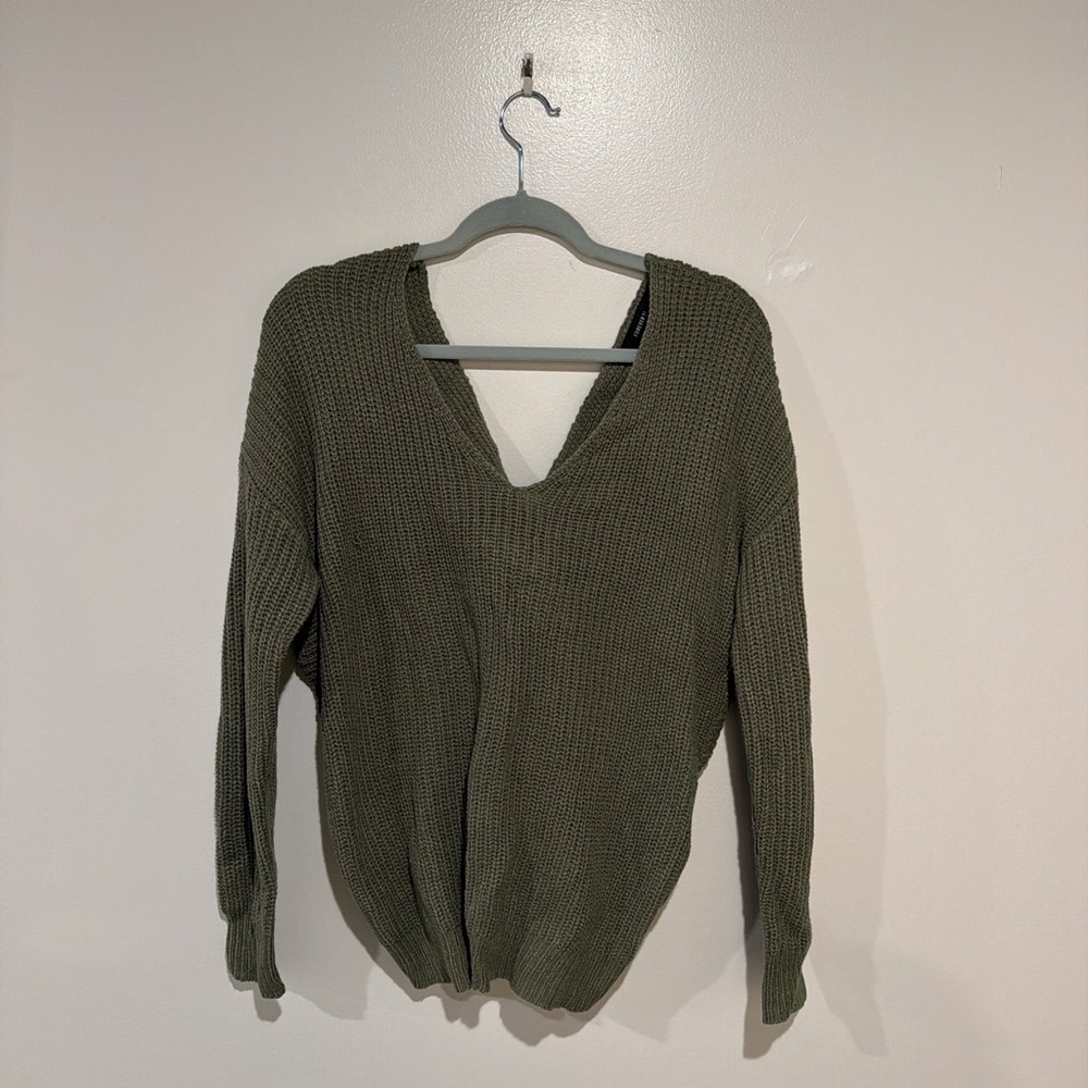 Forever 21 Khaki V-Neck Sweater